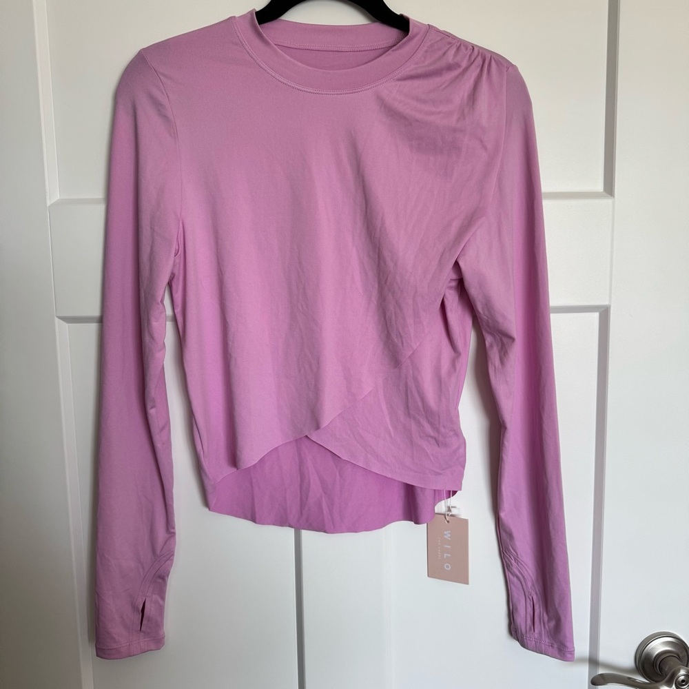 NWT Wilo The Label Cross Front Long Sleeve Top Lilac Size M